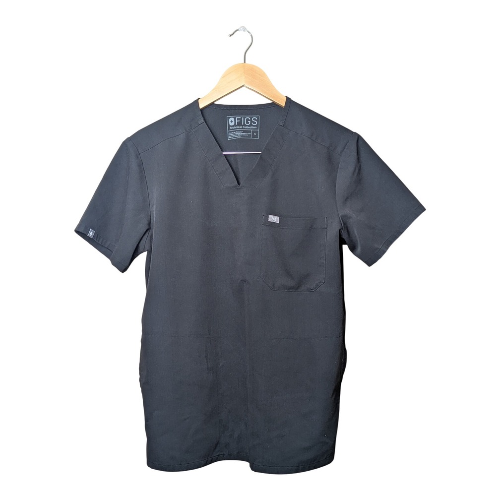 Figs Chisec Three-Pocket Scrub Top Mens Small Black TM3000 V-Neck Technical Wear